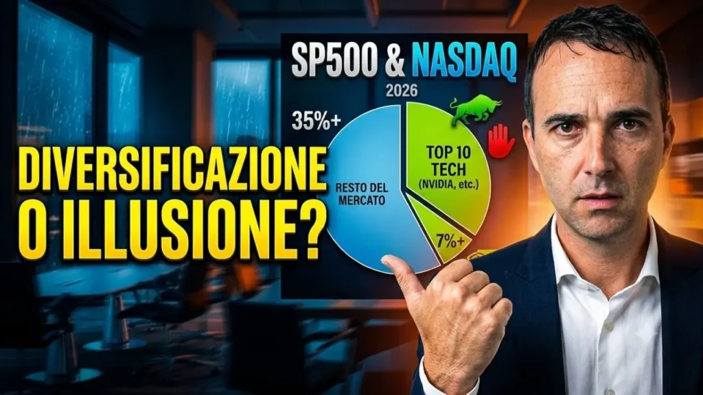 concentrazione dell'indice S&P 500 e del Nasdaq sui titoli tech nel 2026
